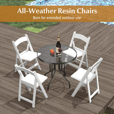 4 Pack Resin Folding Chairs with Padded Seat-White