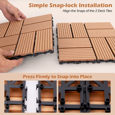 18 Pieces 12 x 12 Inch All Weather Interlocking Deck Tiles-Brown