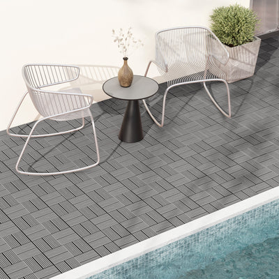 18 Pieces 12 x 12 Inch All Weather Interlocking Deck Tiles-Gray