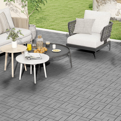 18 Pieces 12 x 12 Inch All Weather Interlocking Deck Tiles-Gray