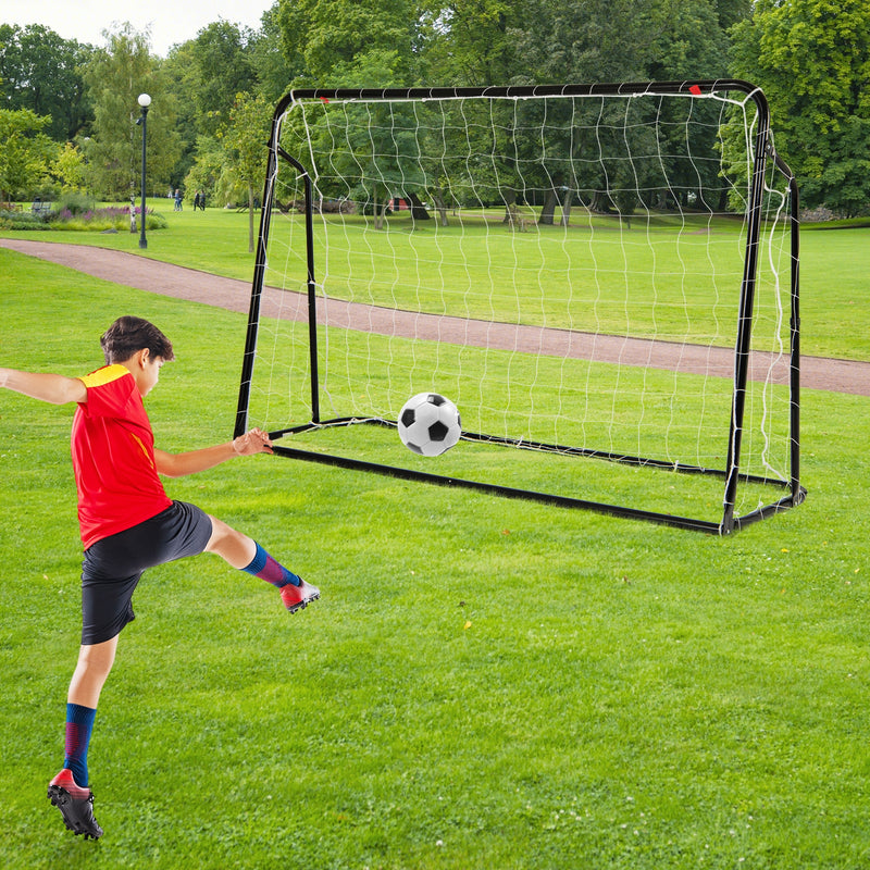 2-in-1 Kids Soccer Rebounder and Soccer Goal with Adjustable Height-Black