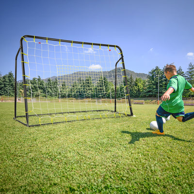 2-in-1 Kids Soccer Rebounder and Soccer Goal with Adjustable Height-Black