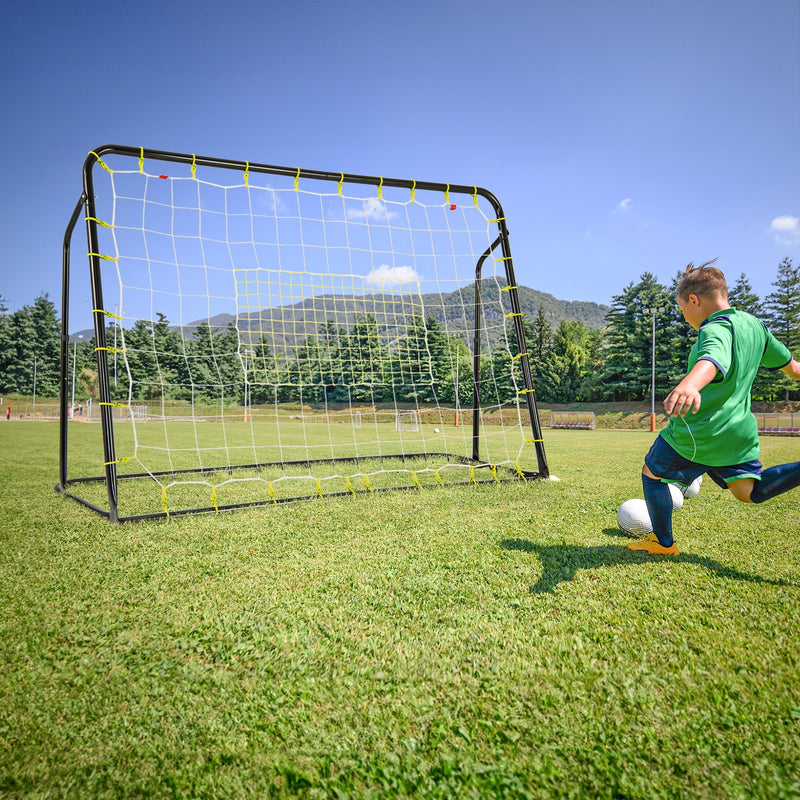 2-in-1 Kids Soccer Rebounder and Soccer Goal with Adjustable Height-Black