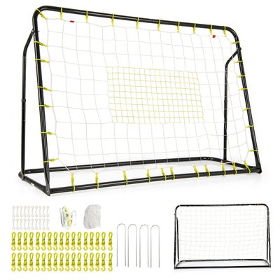 2-in-1 Kids Soccer Rebounder and Soccer Goal with Adjustable Height-Black