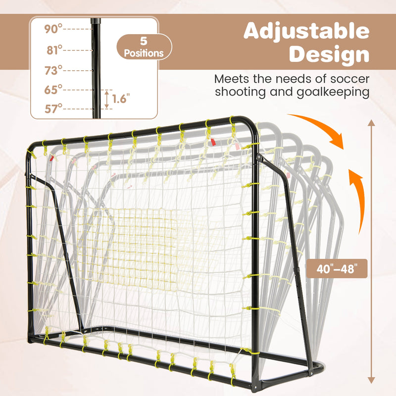 2-in-1 Kids Soccer Rebounder and Soccer Goal with Adjustable Height-Black