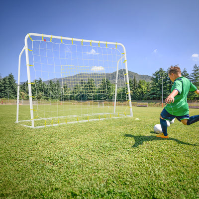 2-in-1 Kids Soccer Rebounder and Soccer Goal with Adjustable Height-White