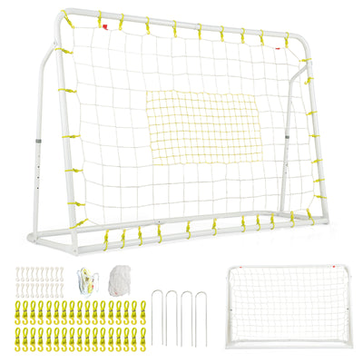 2-in-1 Kids Soccer Rebounder and Soccer Goal with Adjustable Height-White