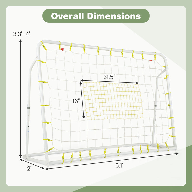 2-in-1 Kids Soccer Rebounder and Soccer Goal with Adjustable Height-White