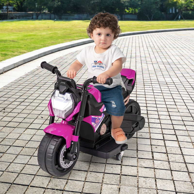 Kids Ride-on Motorcycle 6V Battery Powered Motorbike with Detachable Training Wheels-Pink