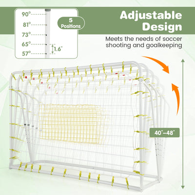 2-in-1 Kids Soccer Rebounder and Soccer Goal with Adjustable Height-White