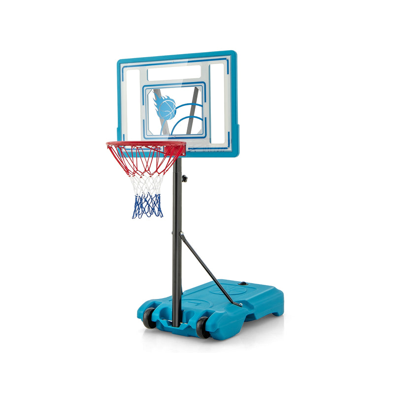 3.8-4.4 Feet Height Adjustable Pool Basketball Hoop for Kids Teens and Adults-Blue