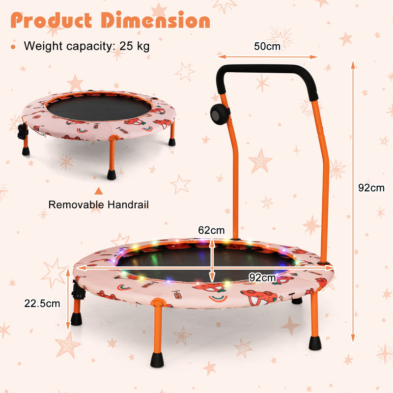 36 Inch Mini Trampoline with Colorful LED Lights and Bluetooth Speaker-Orange