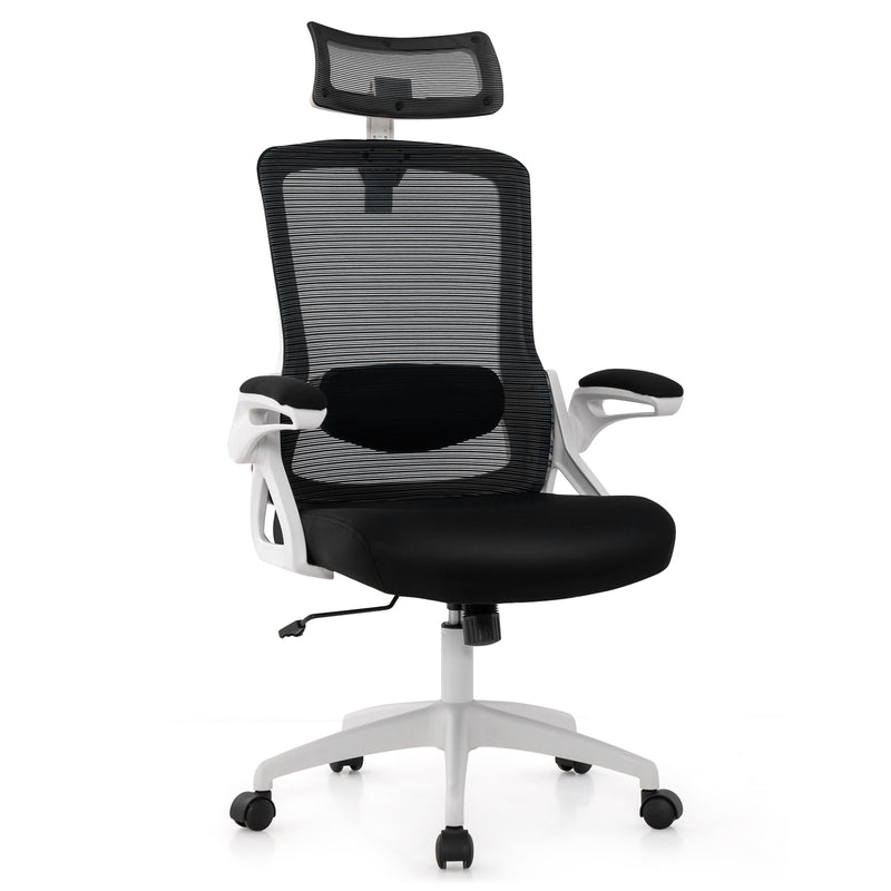 Adjustable Swivel Task Chair Ergonomic Office Chair with Adjustable Lumbar Support-White