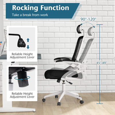 Adjustable Swivel Task Chair Ergonomic Office Chair with Adjustable Lumbar Support-White