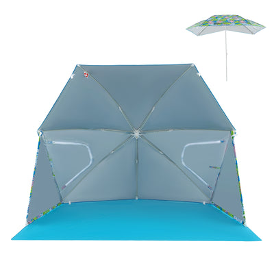 UPF50+ Sun Protection Beach Umbrella Tent with Portable Carrying Bag-Blue