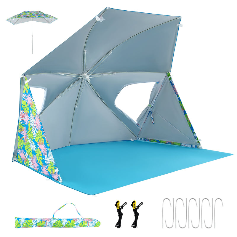 UPF50+ Sun Protection Beach Umbrella Tent with Portable Carrying Bag-Blue