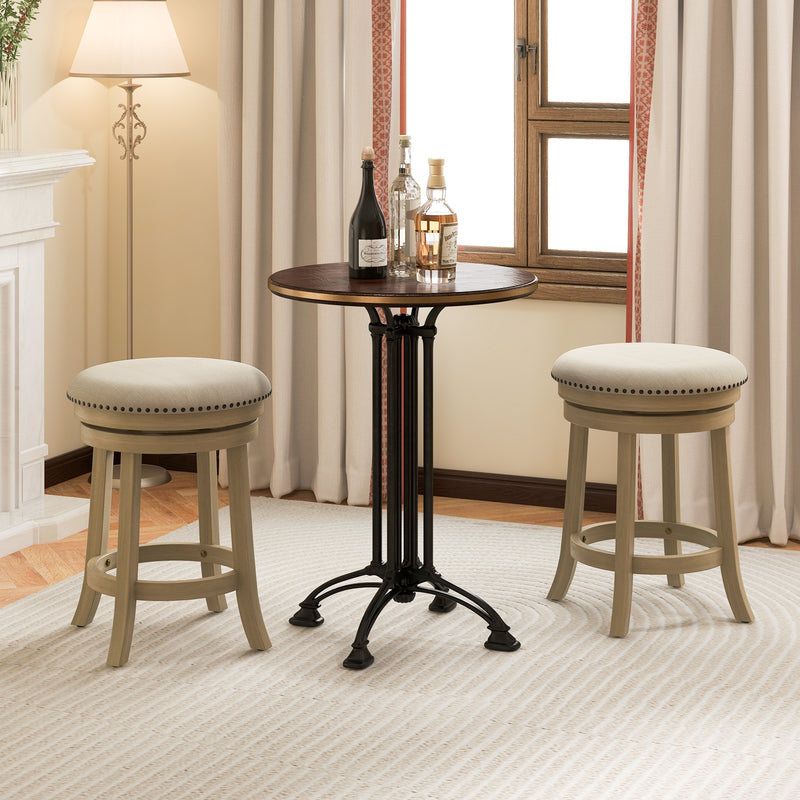 24/26 Inches Swivel Bar Stools Set of 2 wth Wooden Frame-24 inches