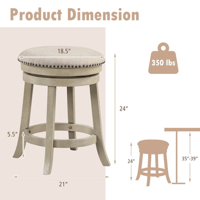 24/26 Inches Swivel Bar Stools Set of 2 wth Wooden Frame-24 inches