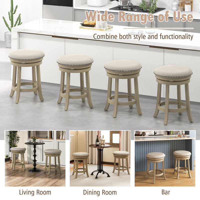 24/26 Inches Swivel Bar Stools Set of 2 wth Wooden Frame-24 inches