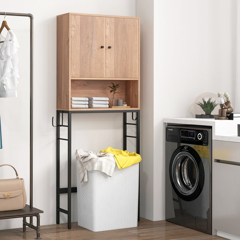 Over The Toilet Storage Cabinet with 2 Doors and Adjustable Shelf-Natural