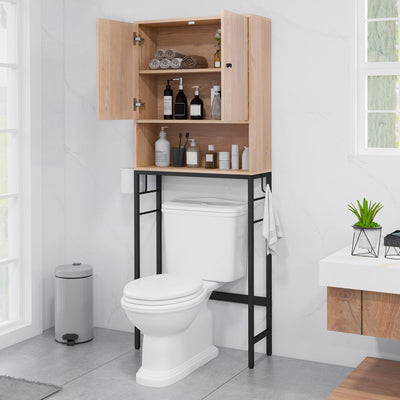 Over The Toilet Storage Cabinet with 2 Doors and Adjustable Shelf-Natural