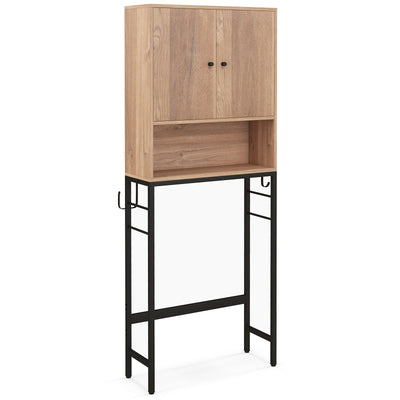 Over The Toilet Storage Cabinet with 2 Doors and Adjustable Shelf-Natural