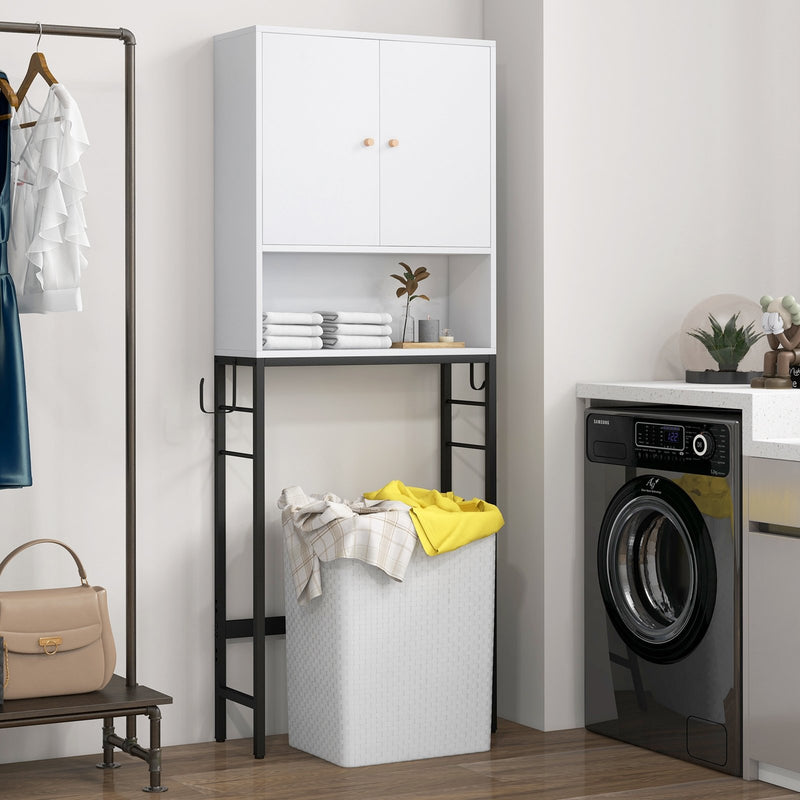 Over The Toilet Storage Cabinet with 2 Doors and Adjustable Shelf-White