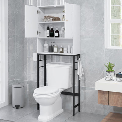 Over The Toilet Storage Cabinet with 2 Doors and Adjustable Shelf-White