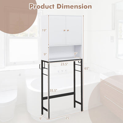 Over The Toilet Storage Cabinet with 2 Doors and Adjustable Shelf-White