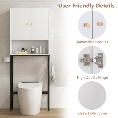 Over The Toilet Storage Cabinet with 2 Doors and Adjustable Shelf-White