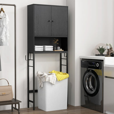 Over The Toilet Storage Cabinet with 2 Doors and Adjustable Shelf-Black