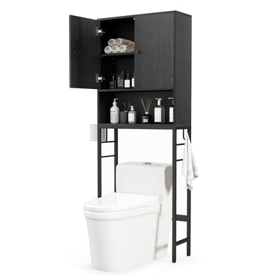 Over The Toilet Storage Cabinet with 2 Doors and Adjustable Shelf-Black