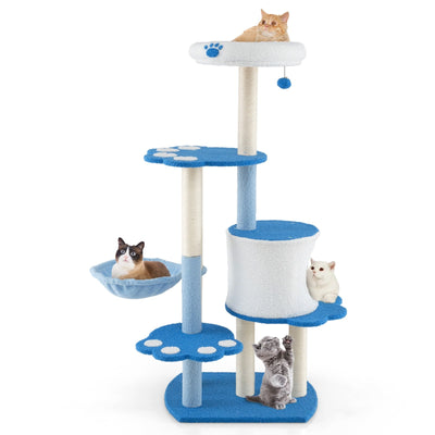 54 Inches Tall Modern Cat Tree Tower for Indoor Cats-Blue