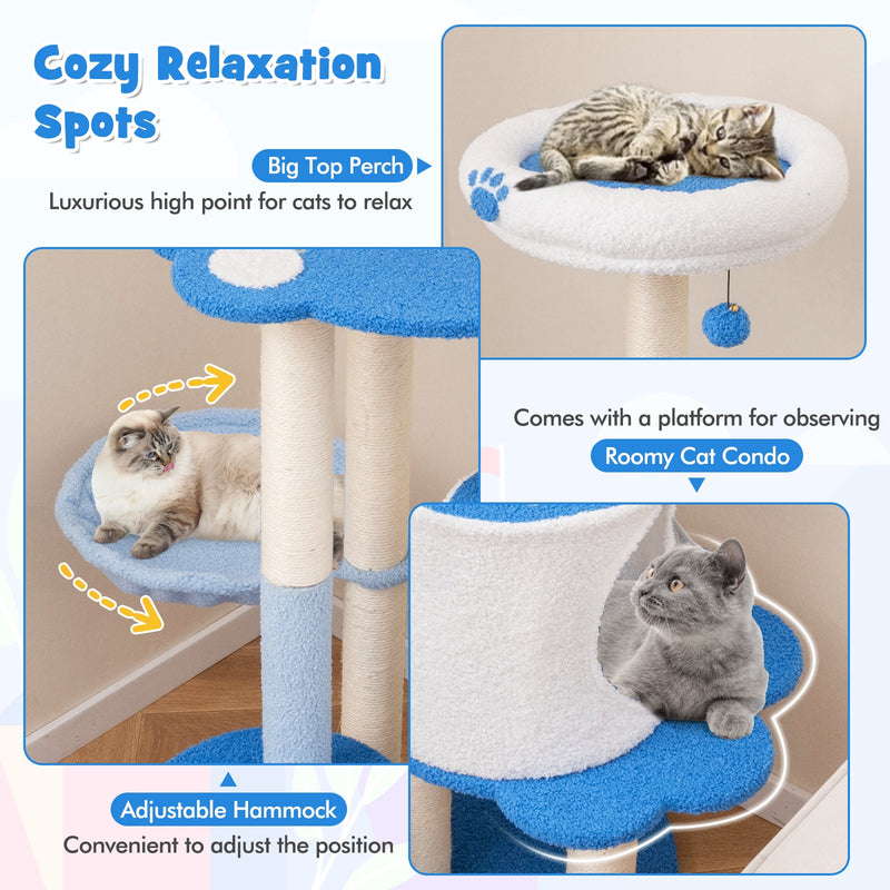 54 Inches Tall Modern Cat Tree Tower for Indoor Cats-Blue