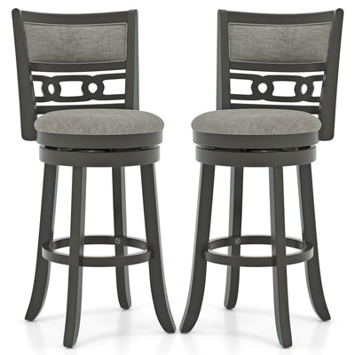 30.5" Bar Height Bar Chair with Wooden Frame Swivel Seat and Footrest for Pub Bar Restaurant-2 Pack