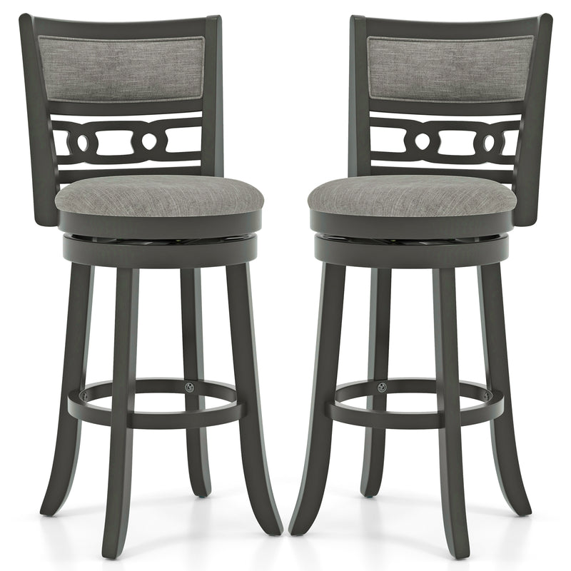 30.5" Bar Height Bar Chair with Wooden Frame Swivel Seat and Footrest for Pub Bar Restaurant-2 Pack