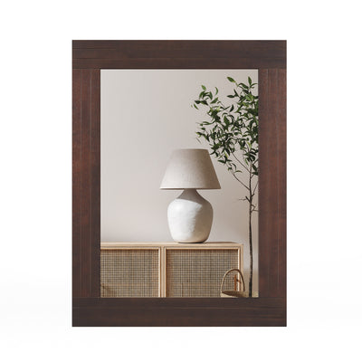 Wood Framed Wall Mirror for Bedroom Living Room Vanity Entryway-Brown