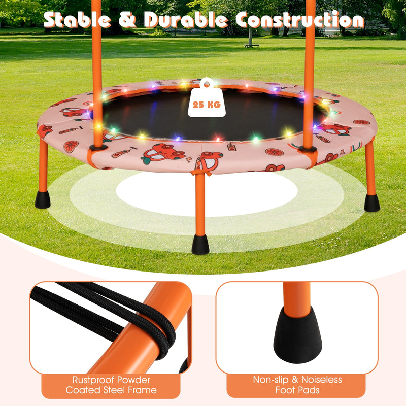 36 Inch Mini Trampoline with Colorful LED Lights and Bluetooth Speaker-Orange