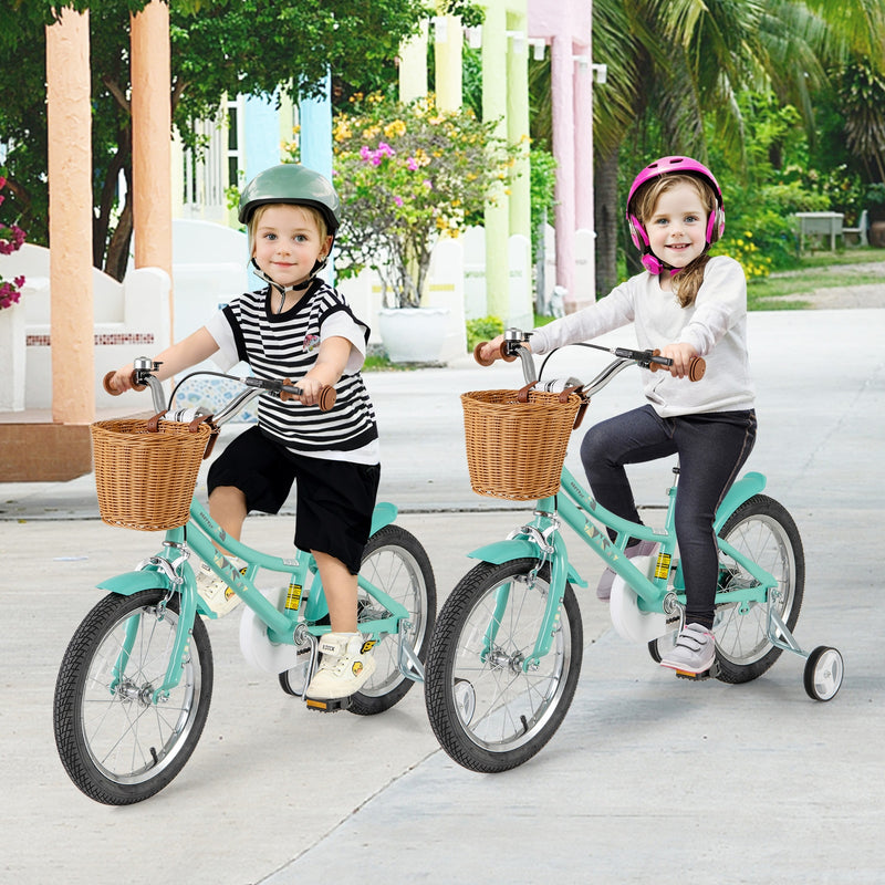 16 Inch Kids Bike Bicycle with Training Wheels and 2 Brake System Ages 4-7 Years Old-16 inches