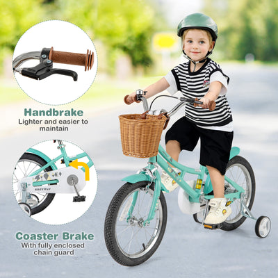 16 Inch Kids Bike Bicycle with Training Wheels and 2 Brake System Ages 4-7 Years Old-16 inches