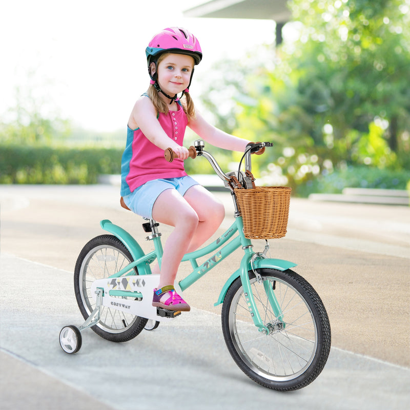 18 Inch Kids Bike Bicycle with Training Wheels and 2 Brake System Ages 4-8 Years Old-18 inches