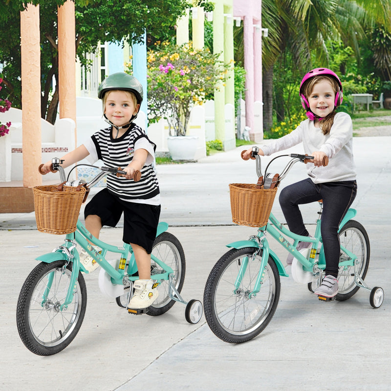 18 Inch Kids Bike Bicycle with Training Wheels and 2 Brake System Ages 4-8 Years Old-18 inches