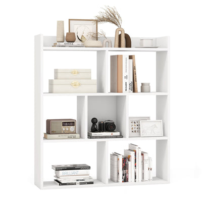 7 Cubes Open-back Bookshelf with Anti-Toppling Devices-White