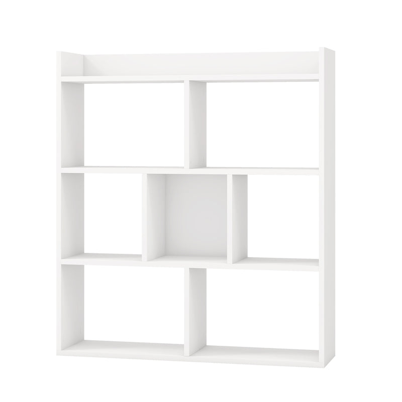 7 Cubes Open-back Bookshelf with Anti-Toppling Devices-White