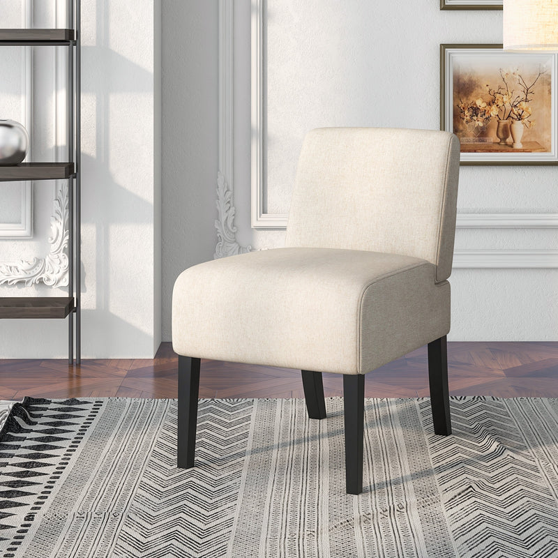 Upholstered Living Room Chair with Rubber Wood Legs-Beige