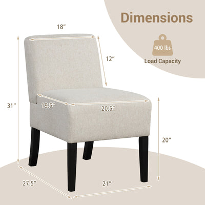 Upholstered Living Room Chair with Rubber Wood Legs-Beige