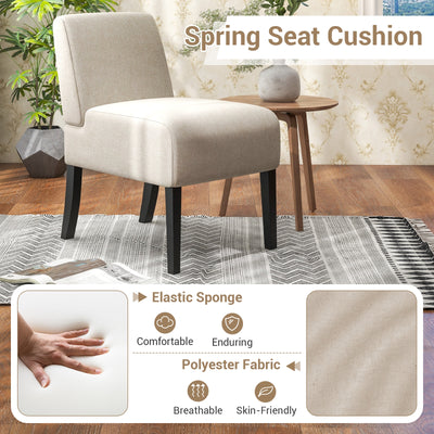 Upholstered Living Room Chair with Rubber Wood Legs-Beige