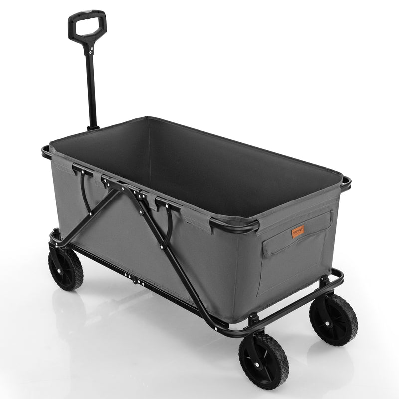 Collapsible Folding Wagon Cart with Adjustable Handlebar-Gray