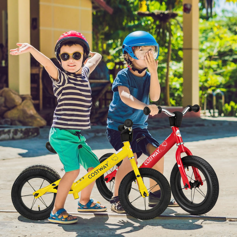 12 Inch Toddler Balance Bike with Height Adjustable Handlebar and Seat-Red