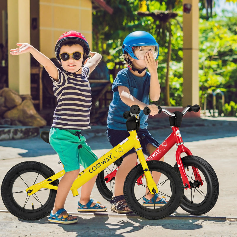 12 Inch Toddler Balance Bike with Height Adjustable Handlebar and Seat-Yellow